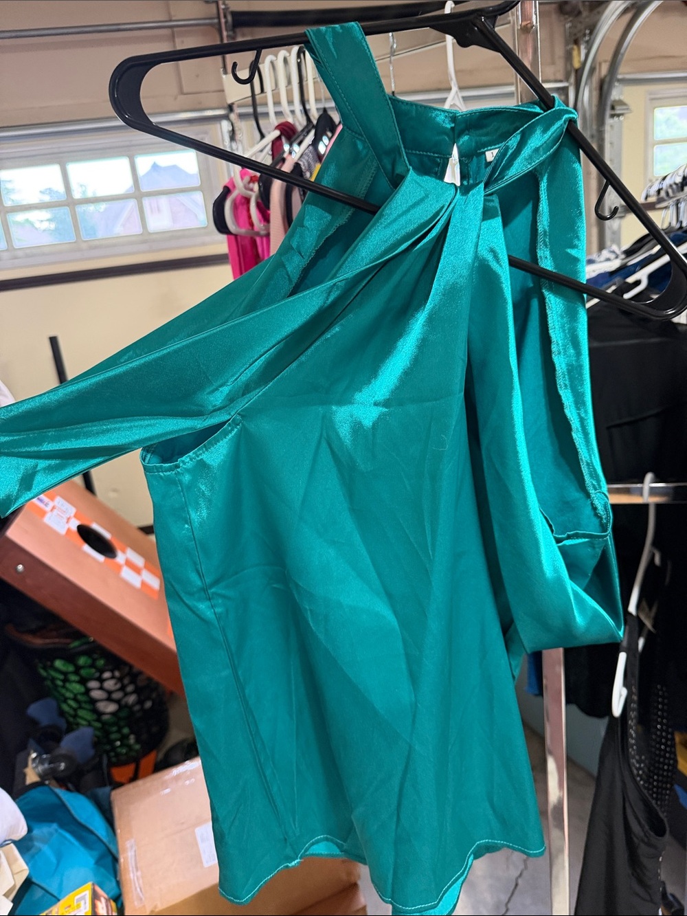 Satin Teal Halter Neck Top